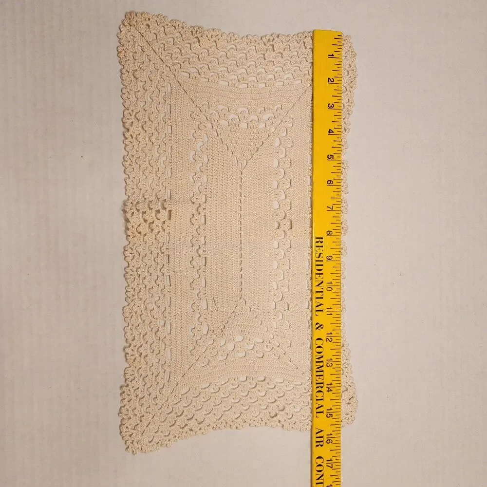 Rectangular handmade crocheted doilie 15.75 in x 9 in